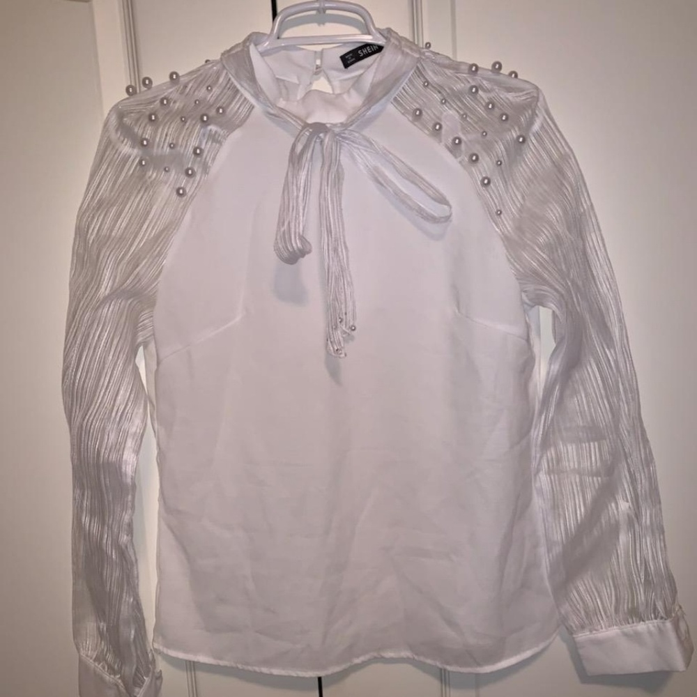 beaded white blouse